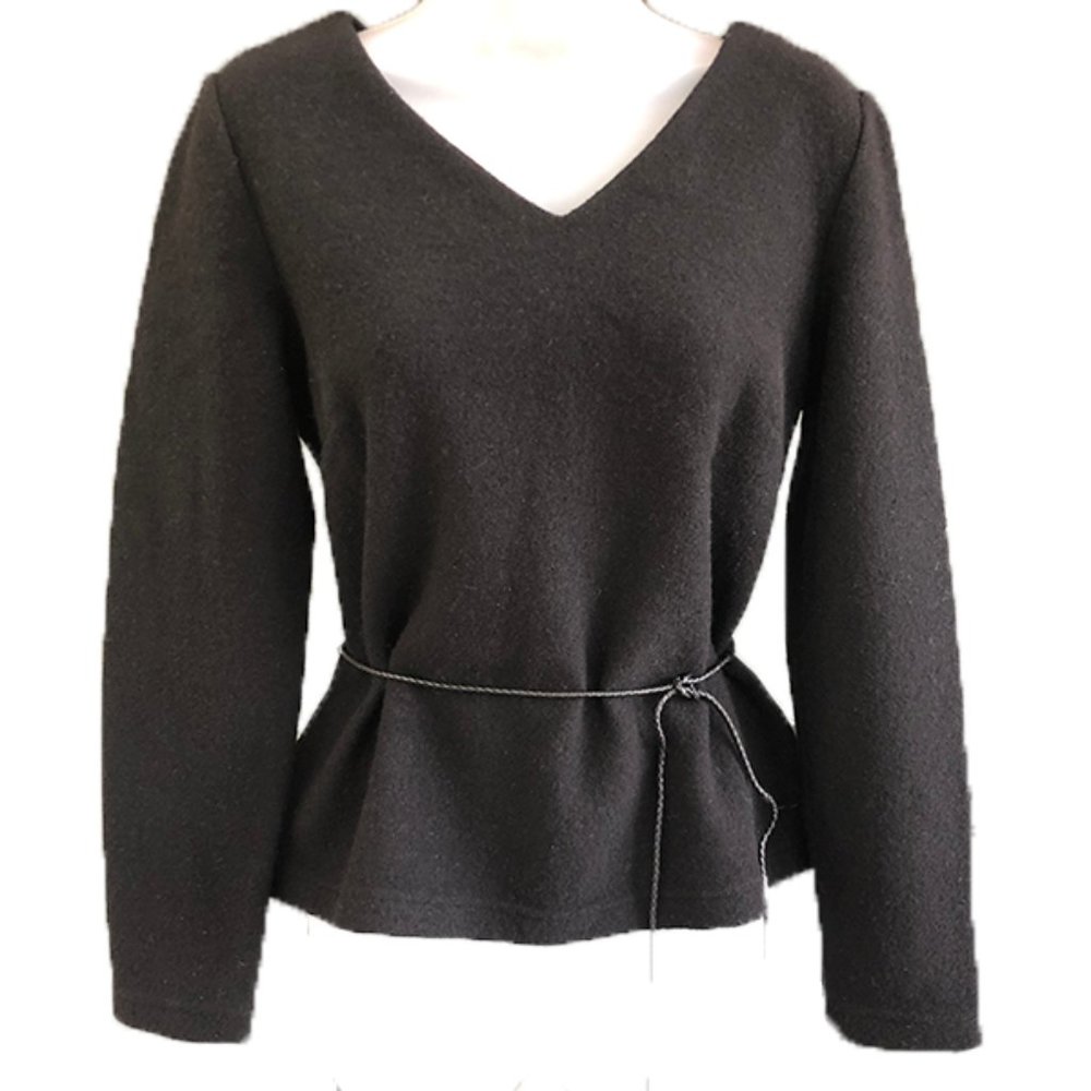 NWT TALBOTS WOMENS BLACK WOOL KNIT TOP SZ 8